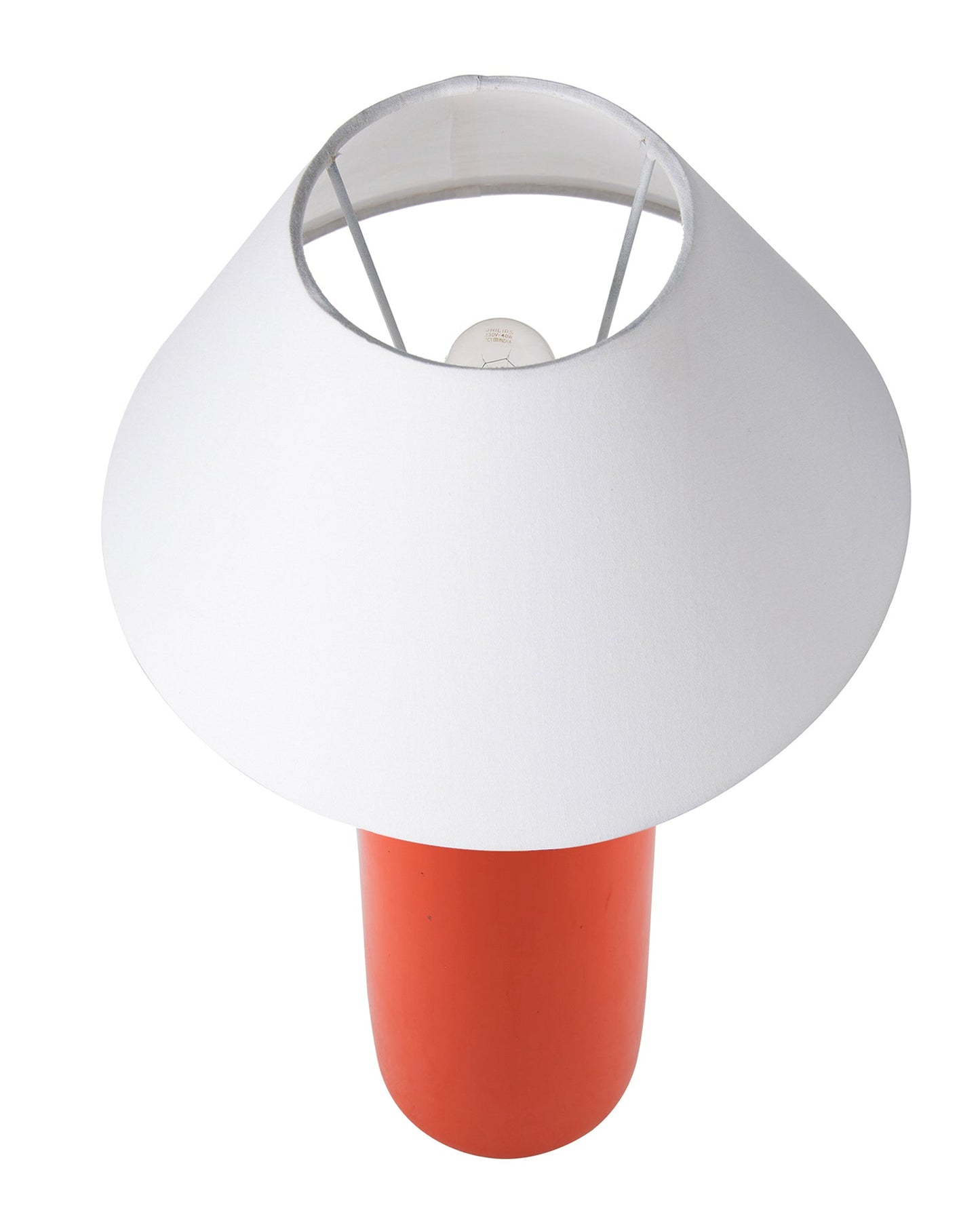 Ceramic Base Orange Table Lamp with Cone Shade, LED Bulb