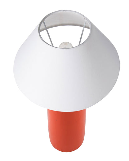 Ceramic Base Orange Table Lamp with Cone Shade, LED Bulb
