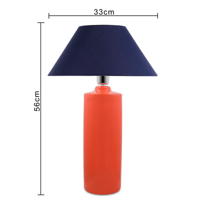 Ceramic Base Orange Table Lamp with Cone Shade, LED Bulb