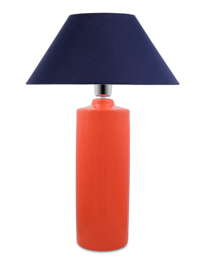 Ceramic Base Orange Table Lamp with Cone Shade, LED Bulb