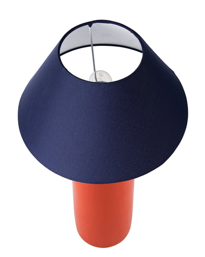 Ceramic Base Orange Table Lamp with Cone Shade, LED Bulb
