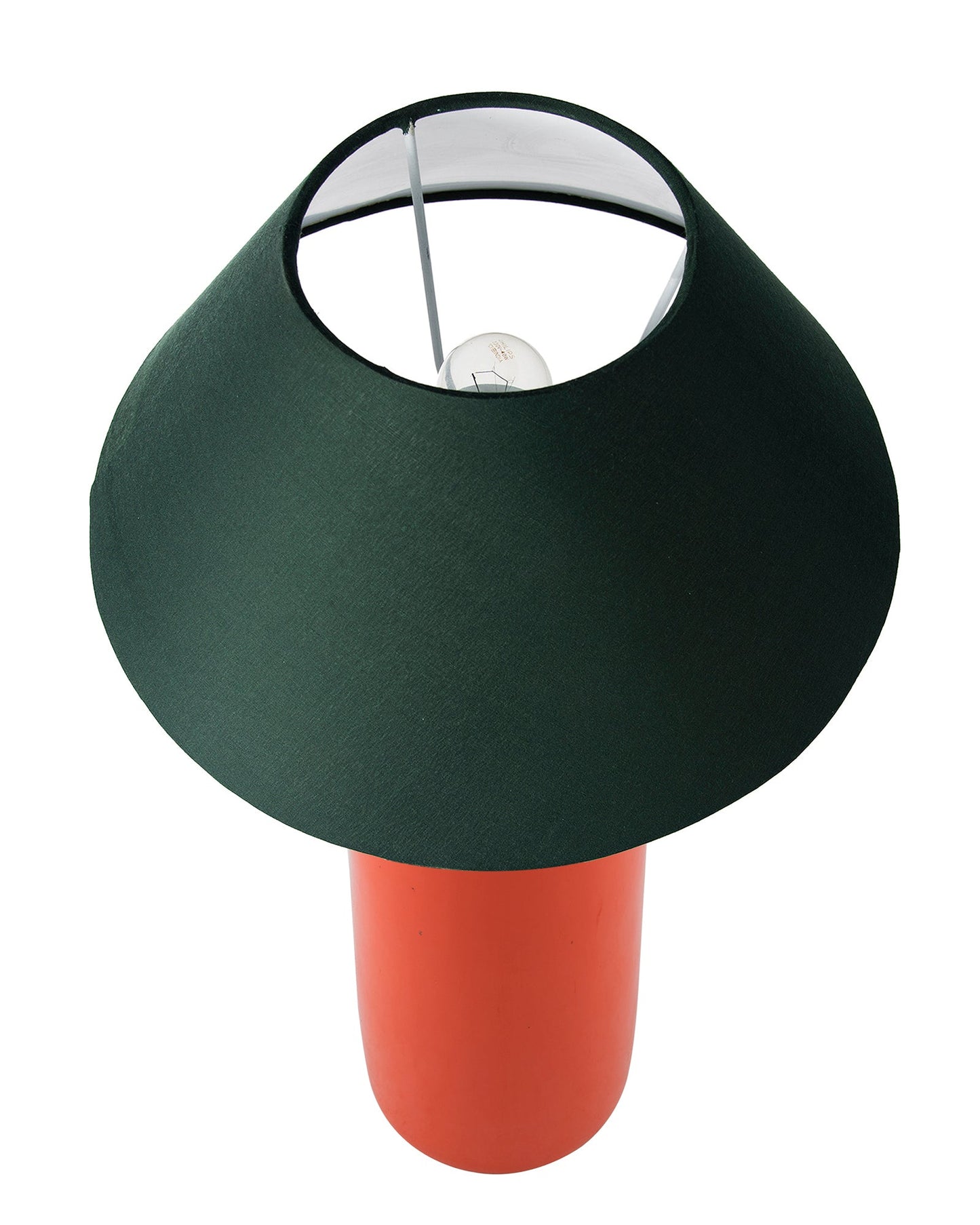 Ceramic Base Orange Table Lamp with Cone Shade, LED Bulb