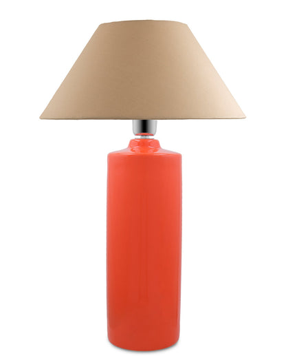 Ceramic Base Orange Table Lamp with Cone Shade, LED Bulb