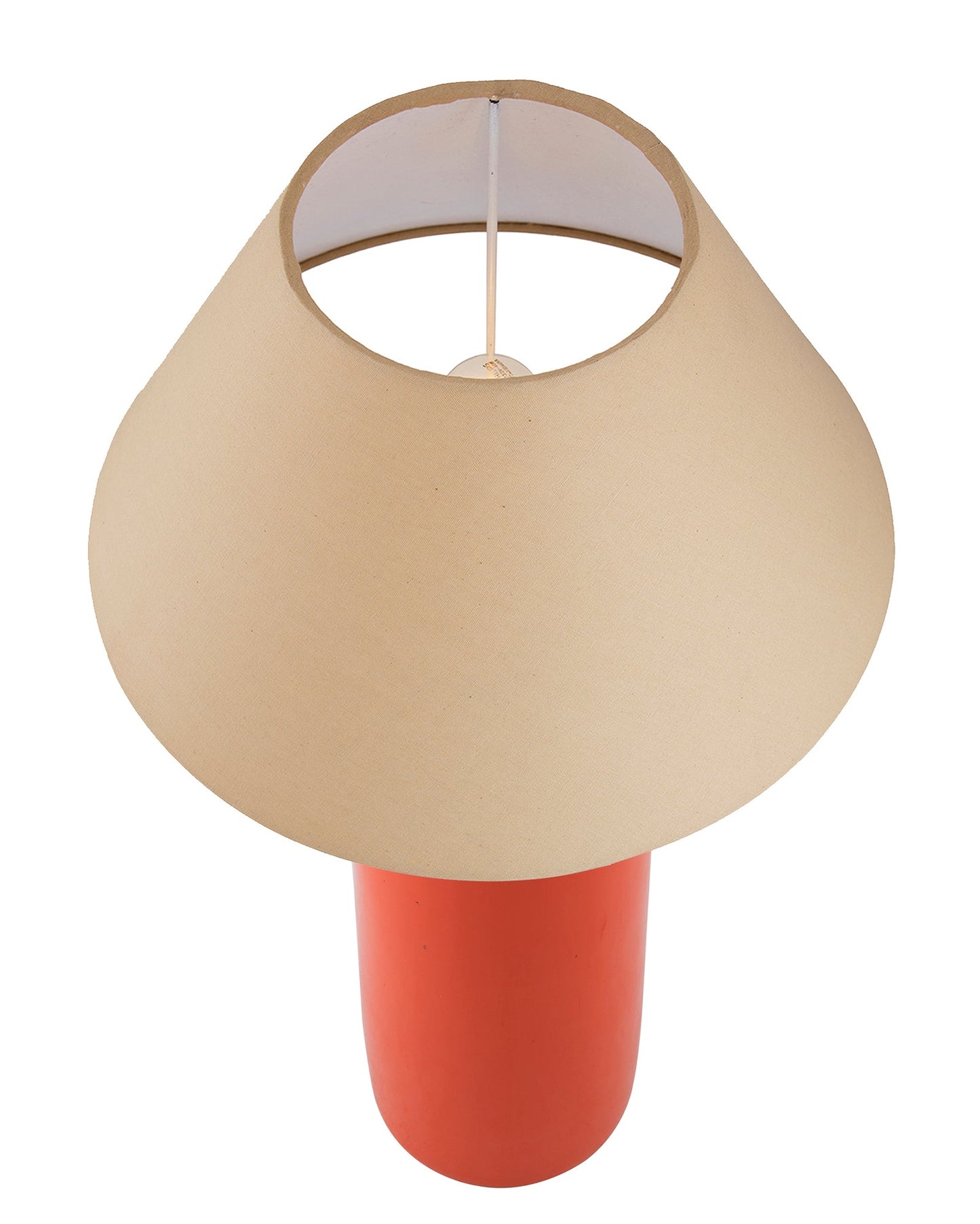 Ceramic Base Orange Table Lamp with Cone Shade, LED Bulb