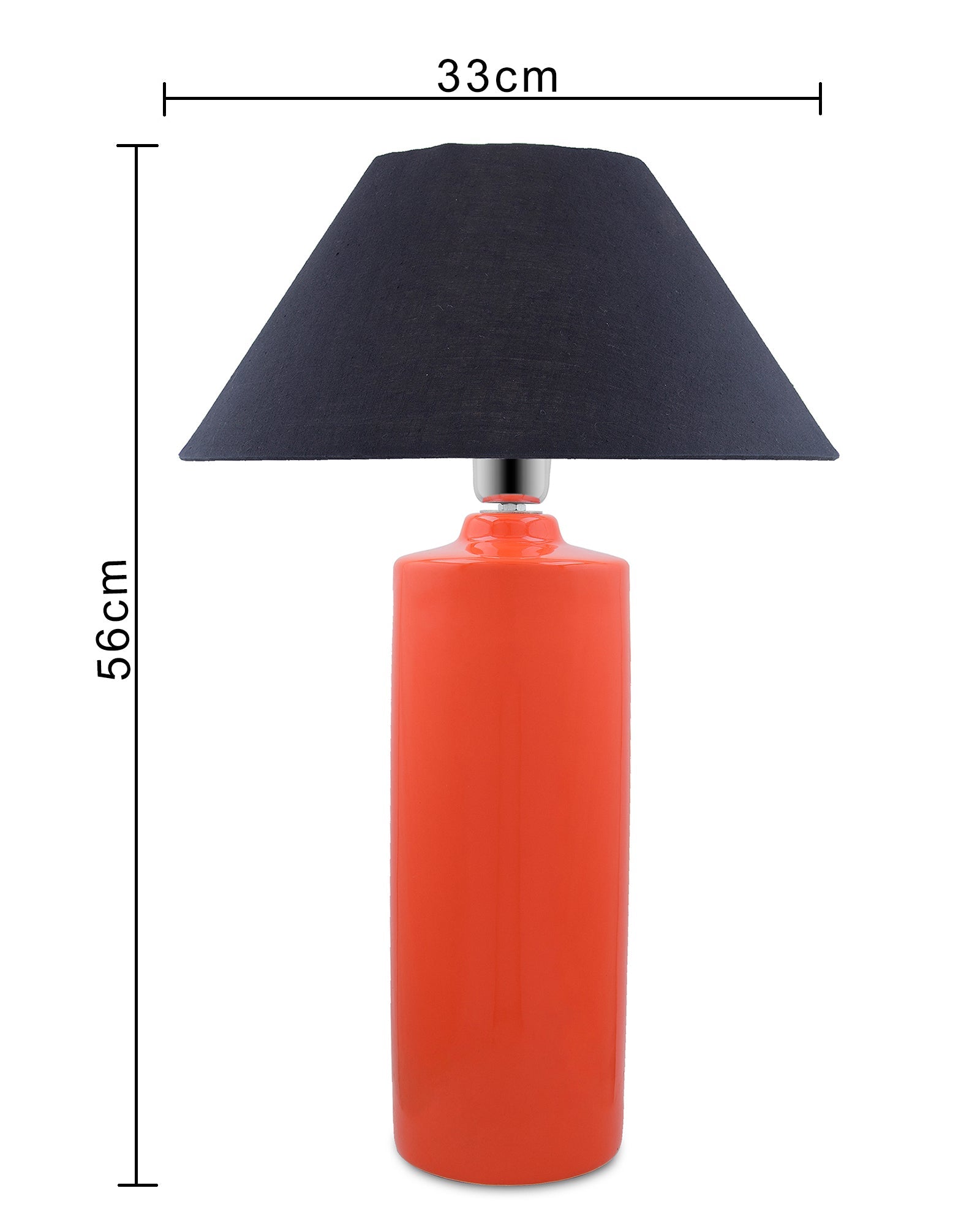 Ceramic Base Orange Table Lamp with Cone Shade, LED Bulb