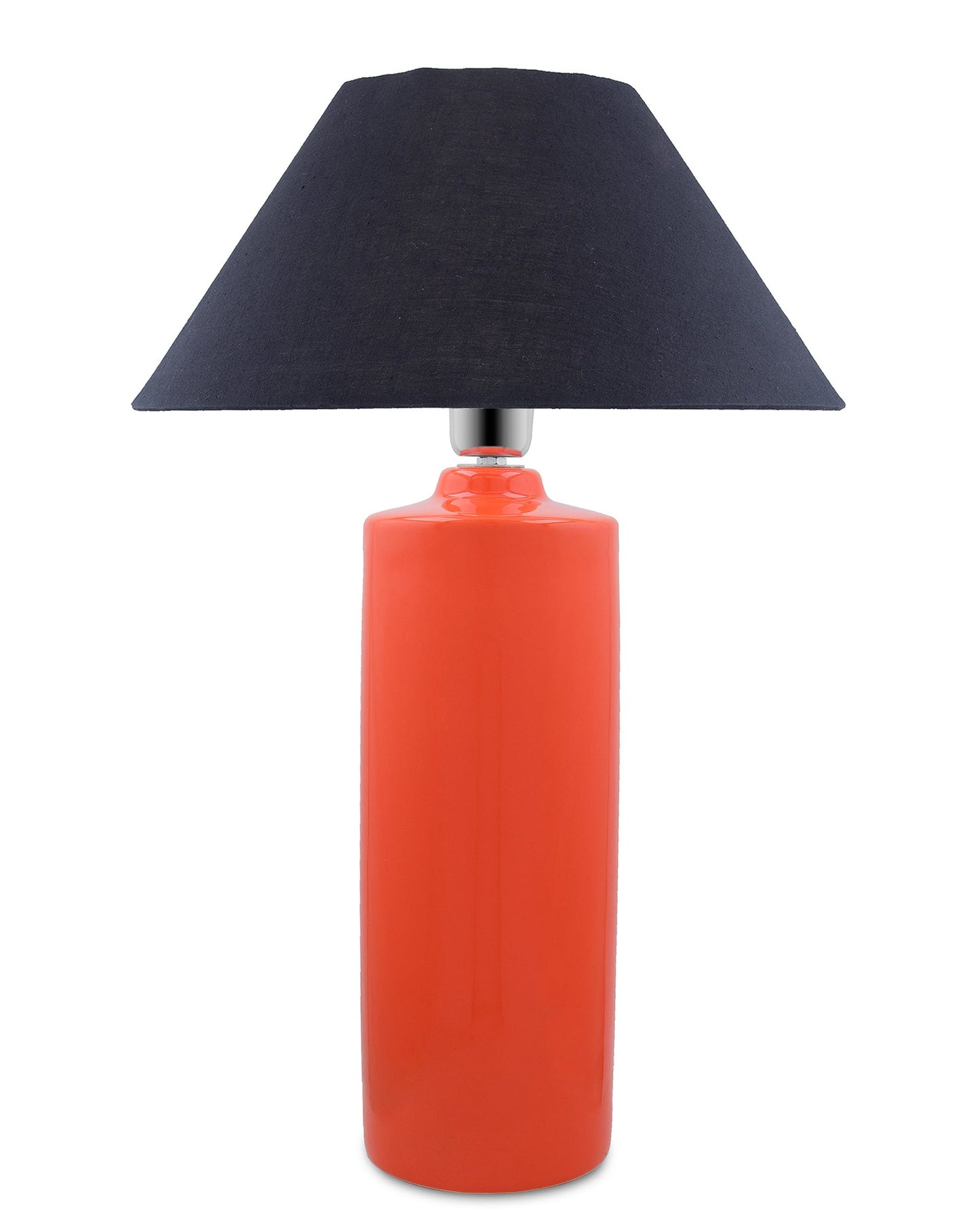 Ceramic Base Orange Table Lamp with Cone Shade, LED Bulb