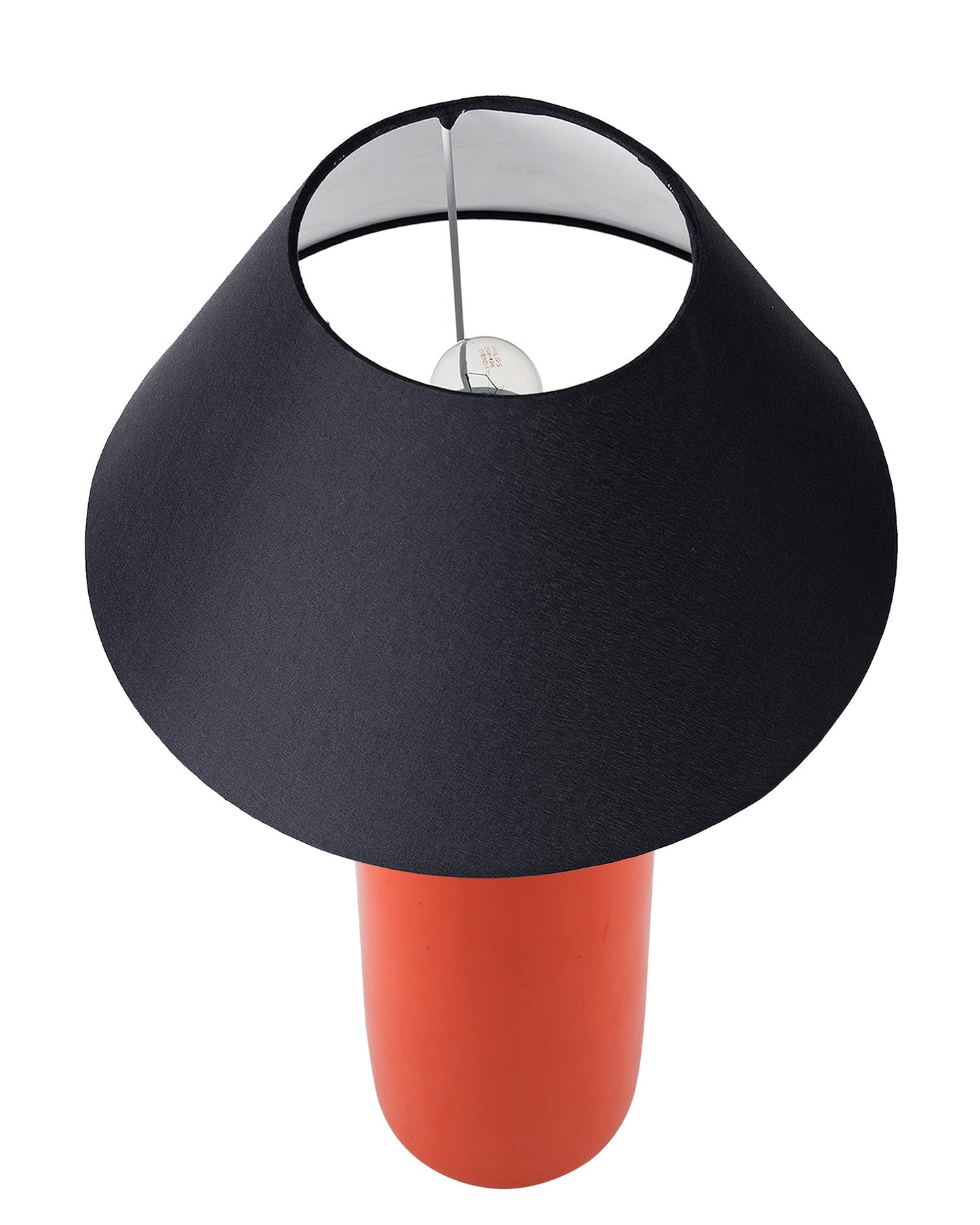 Ceramic Base Orange Table Lamp with Cone Shade, LED Bulb
