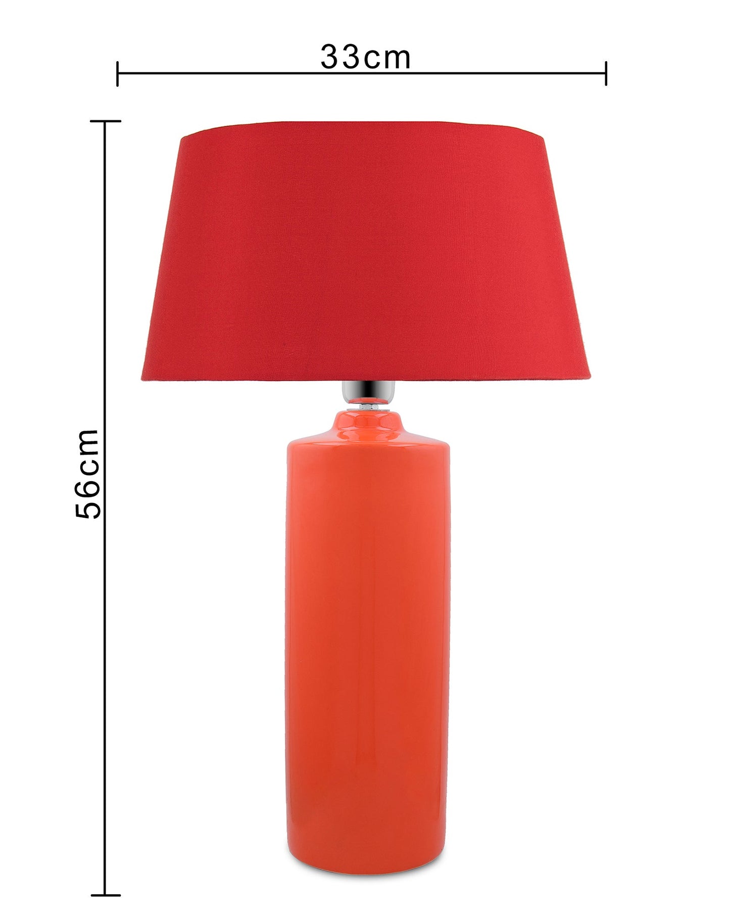 Ceramic Base Orange Table Lamp with Drum Shade, LED Bulb