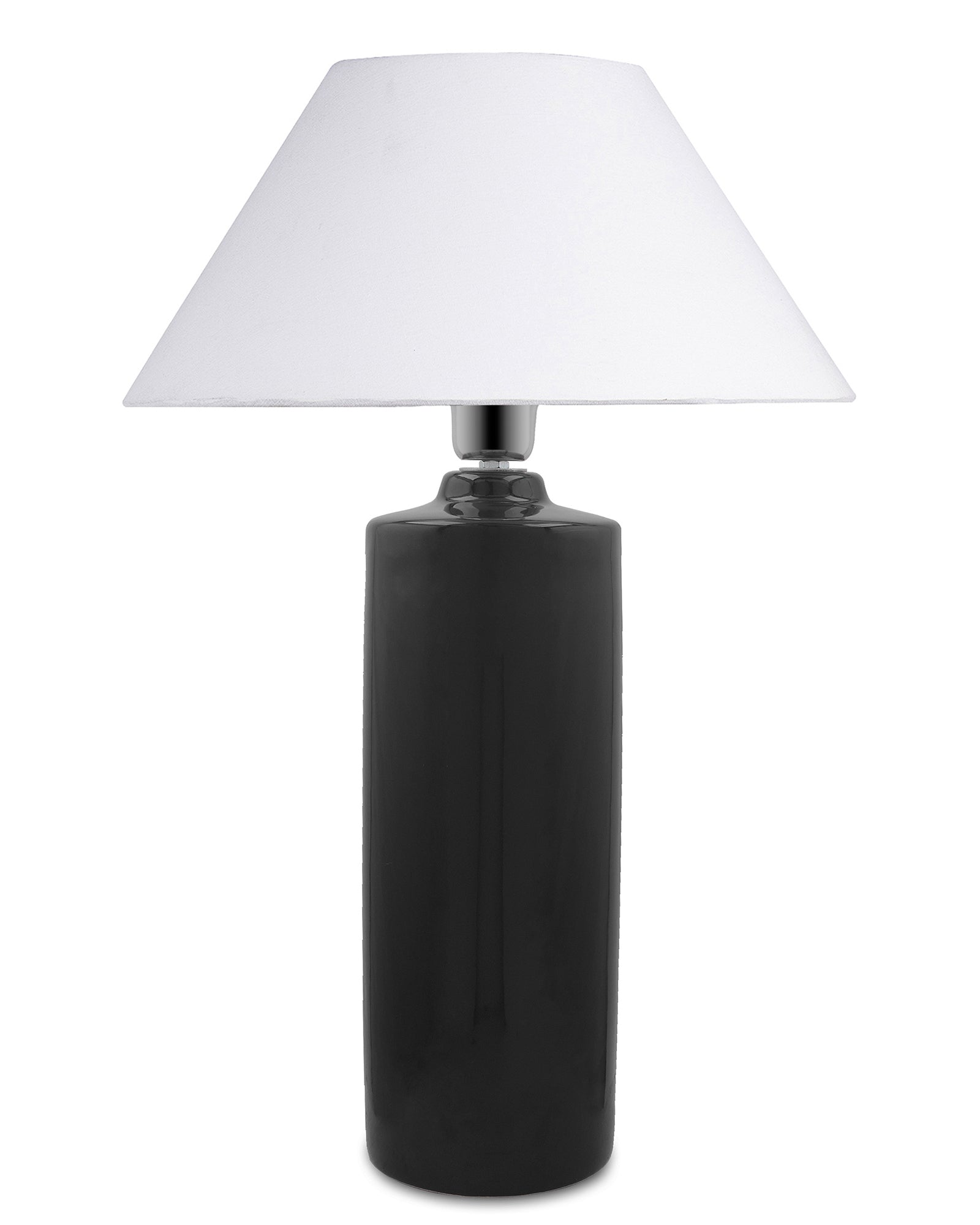 Ceramic Base Black Table Lamp with Cone Shade, LED Bulb