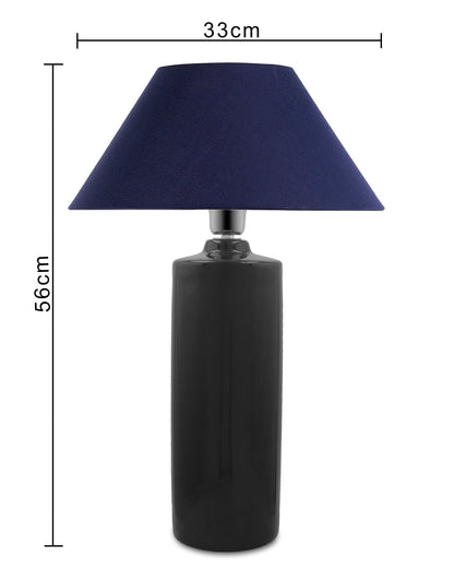 Ceramic Base Black Table Lamp with Cone Shade, LED Bulb