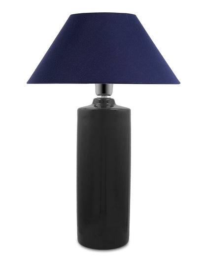 Ceramic Base Black Table Lamp with Cone Shade, LED Bulb