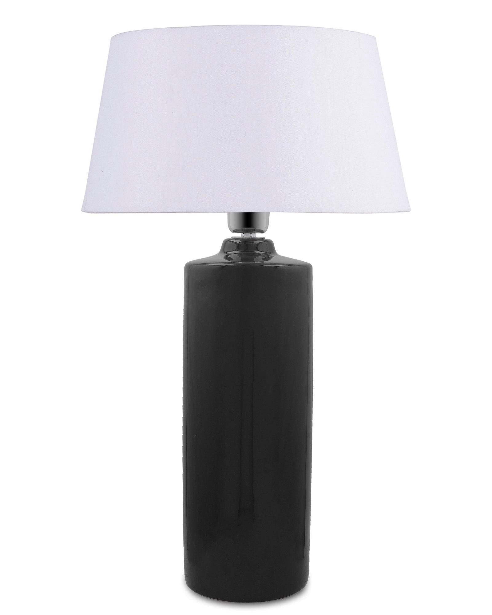 Ceramic Base Black Table Lamp with Drum Shade, LED Bulb