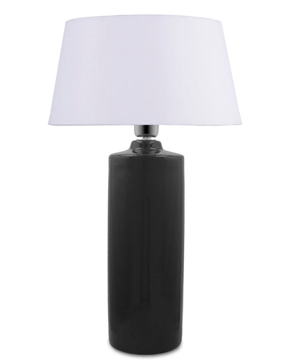 Ceramic Base Black Table Lamp with Drum Shade, LED Bulb