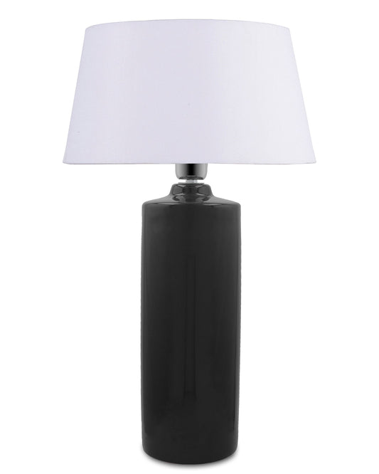 Ceramic Base Black Table Lamp with Drum Shade, LED Bulb