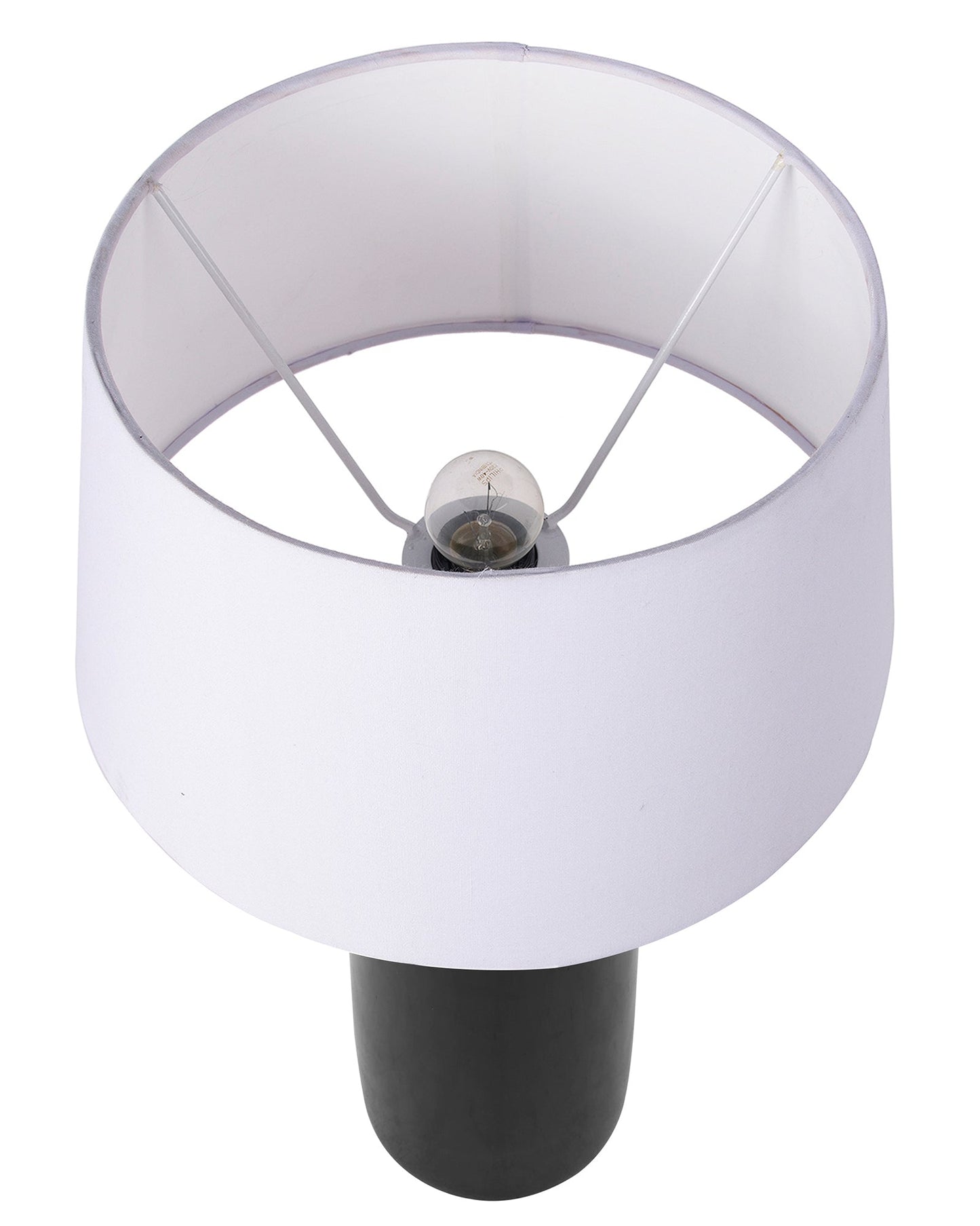 Ceramic Base Black Table Lamp with Drum Shade, LED Bulb