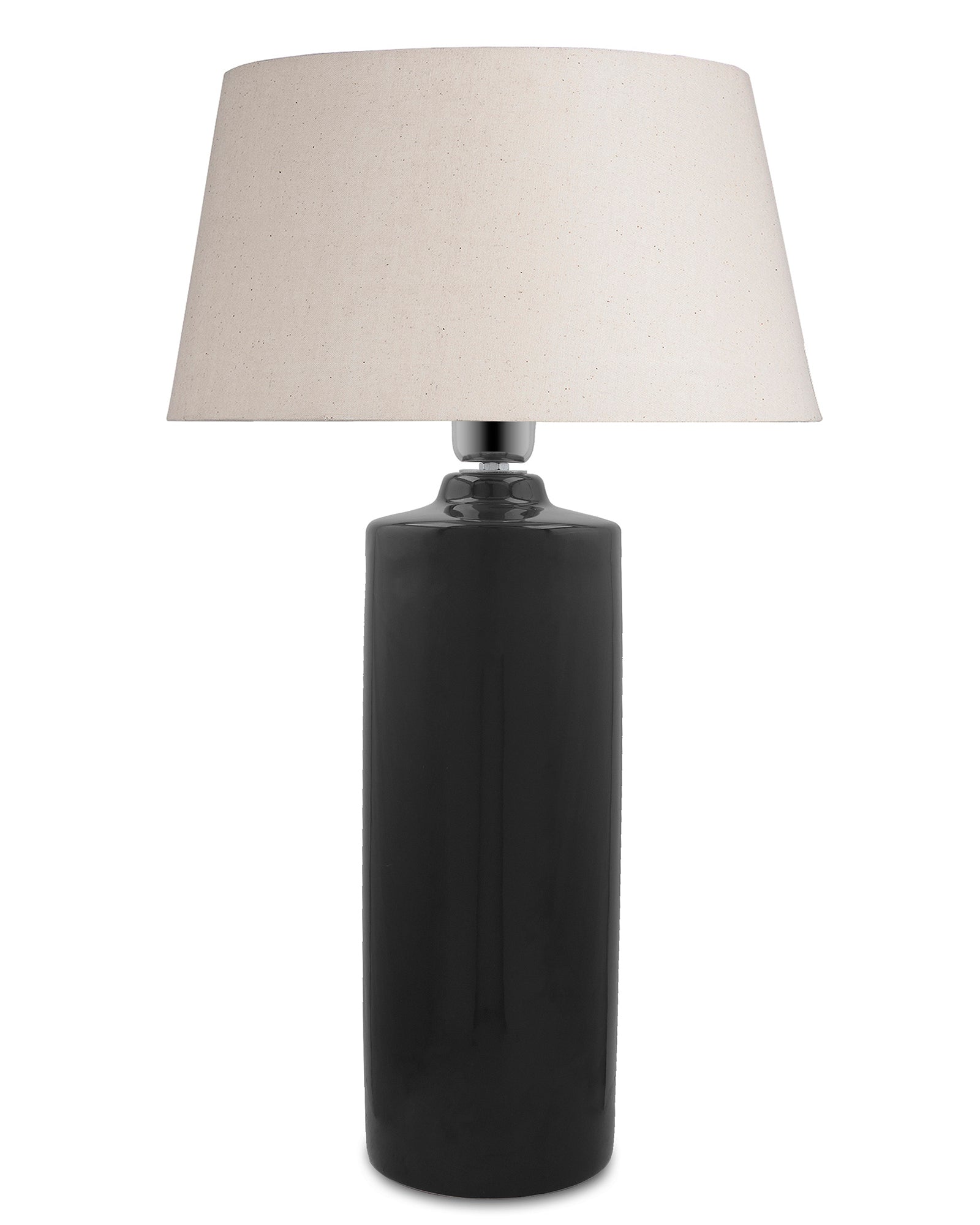 Ceramic Base Black Table Lamp with Drum Shade, LED Bulb