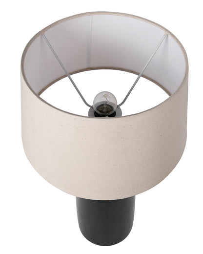 Ceramic Base Black Table Lamp with Drum Shade, LED Bulb