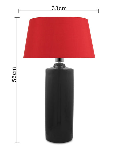 Ceramic Base Black Table Lamp with Drum Shade, LED Bulb