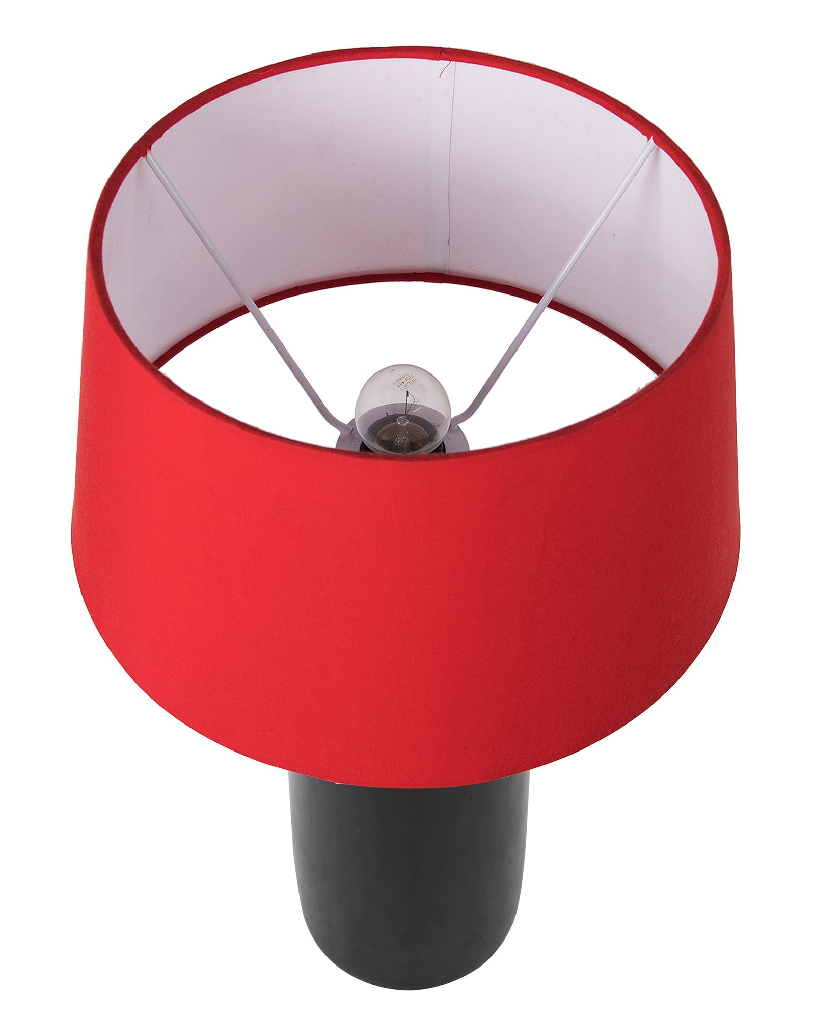 Ceramic Base Black Table Lamp with Drum Shade, LED Bulb