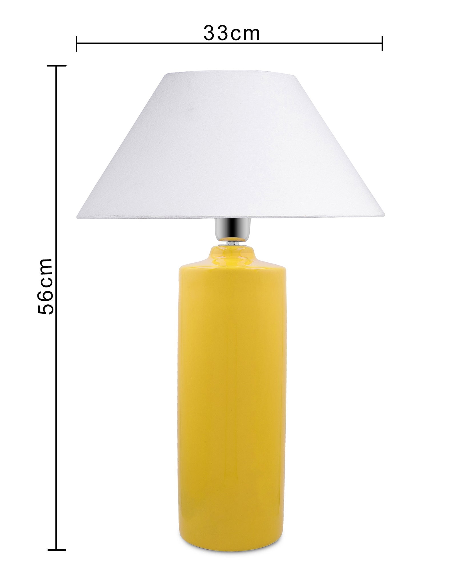 Ceramic Base Yellow Table Lamp with Cone Shade, LED Bulb