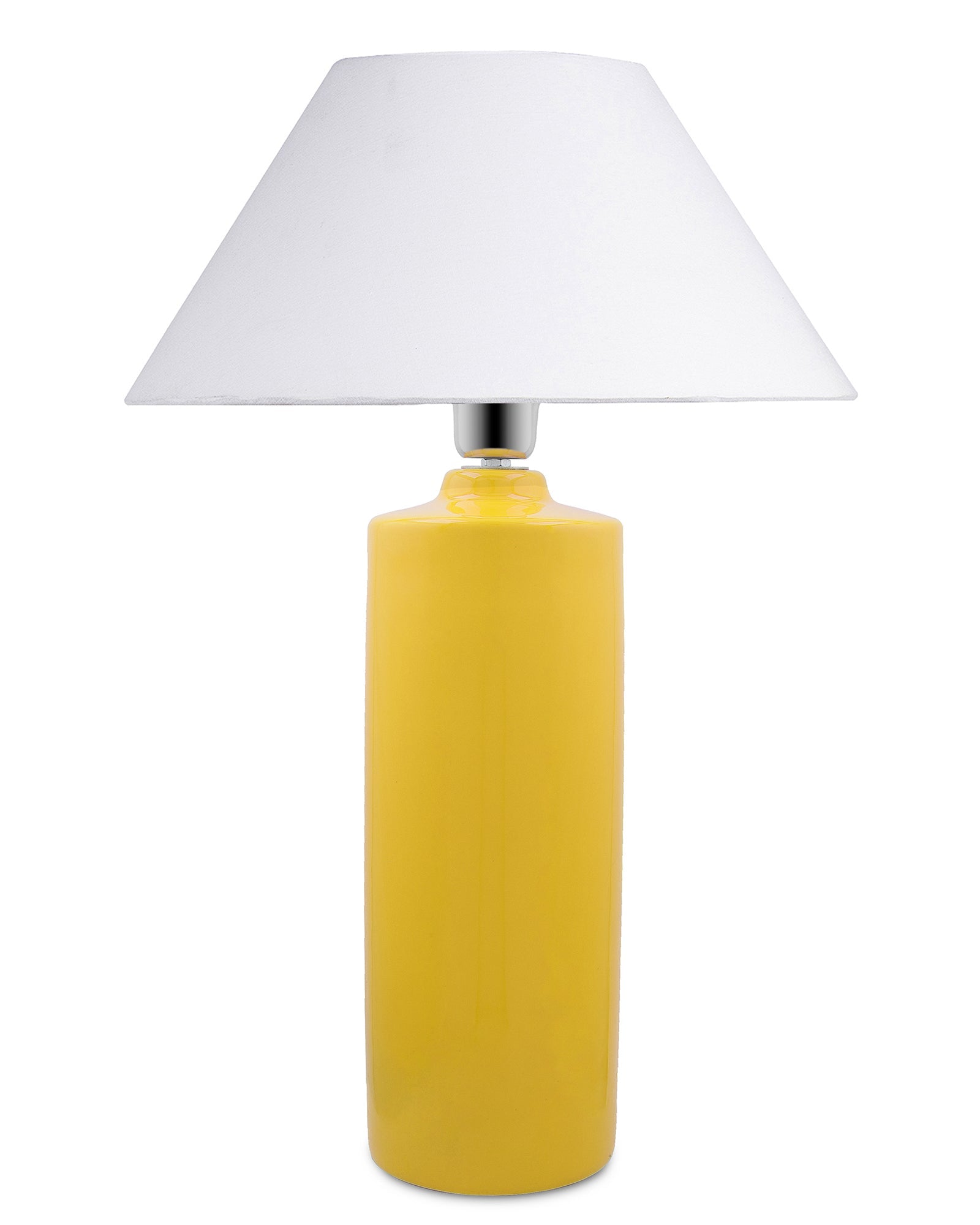 Ceramic Base Yellow Table Lamp with Cone Shade, LED Bulb