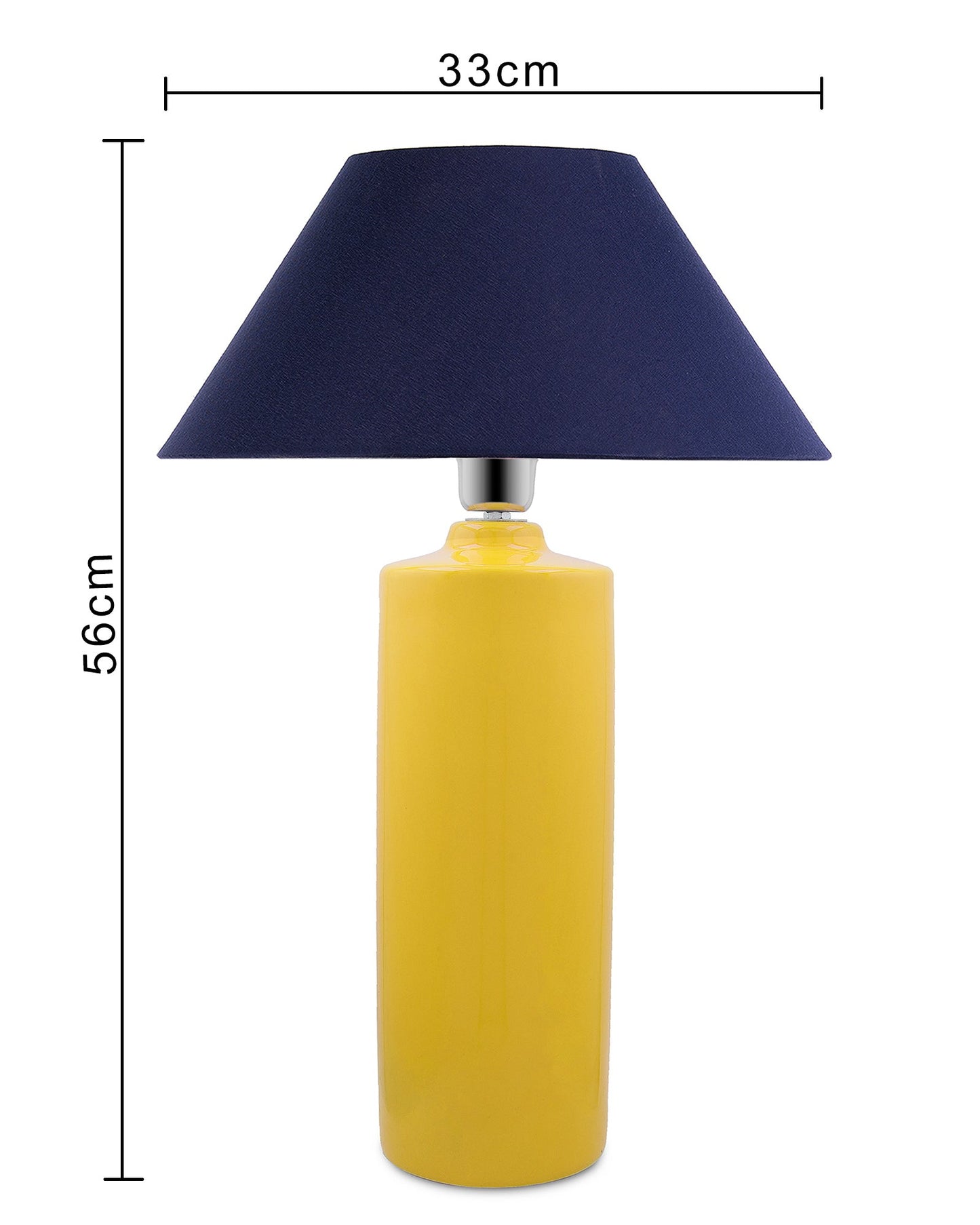 Ceramic Base Yellow Table Lamp with Cone Shade, LED Bulb