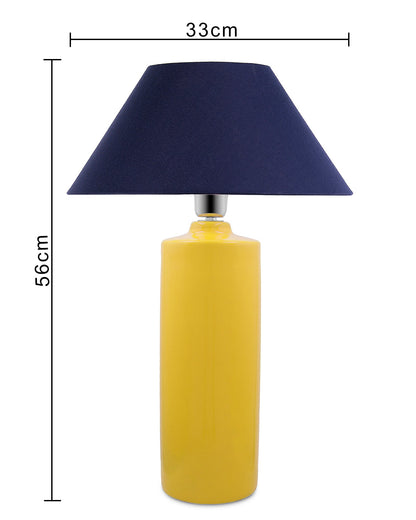 Ceramic Base Yellow Table Lamp with Cone Shade, LED Bulb