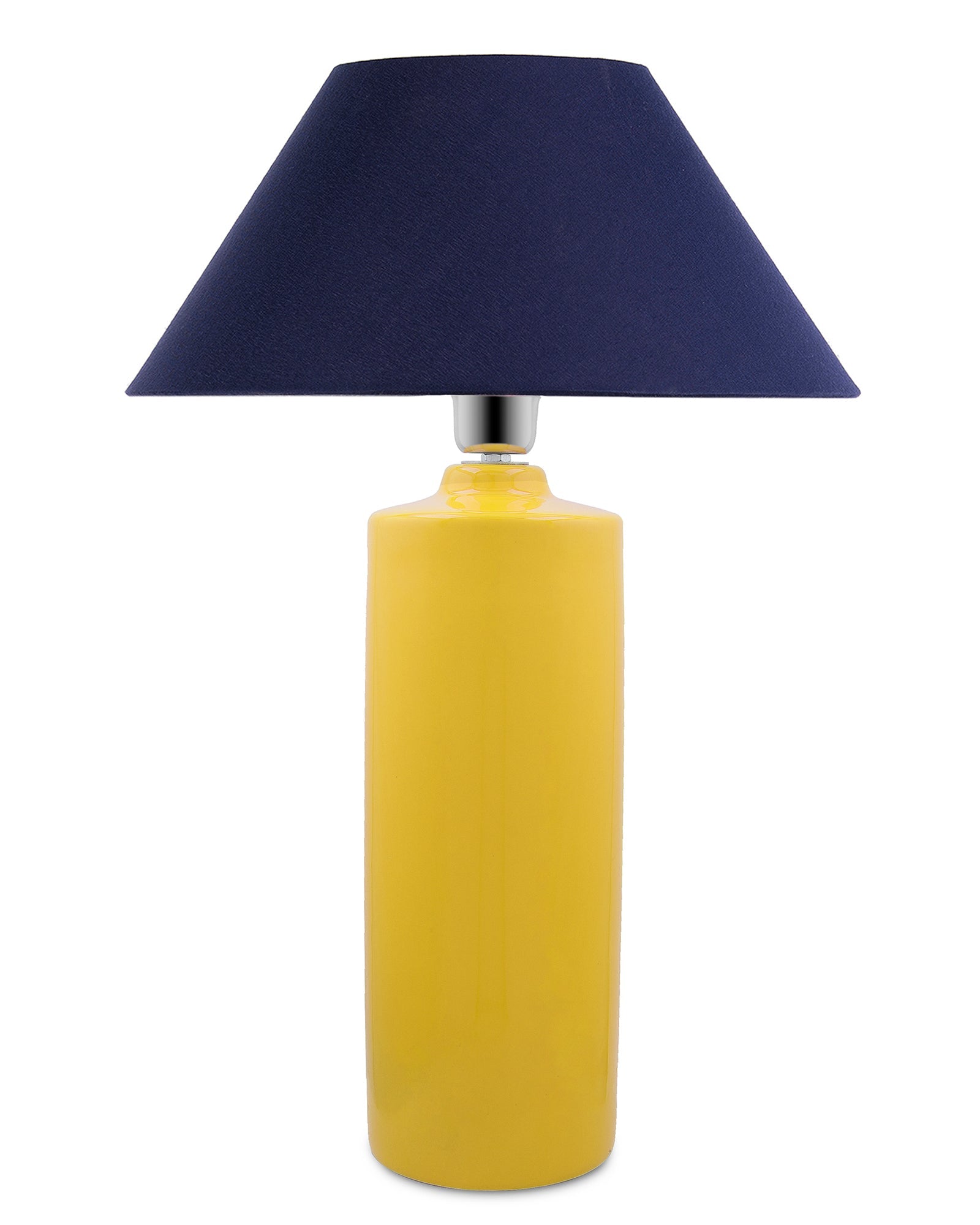 Ceramic Base Yellow Table Lamp with Cone Shade, LED Bulb