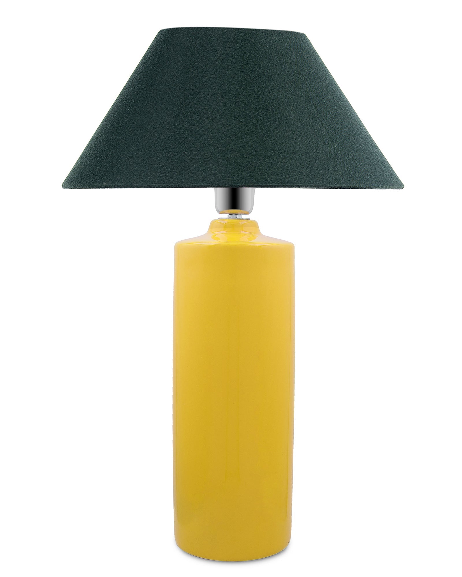 Ceramic Base Yellow Table Lamp with Cone Shade, LED Bulb