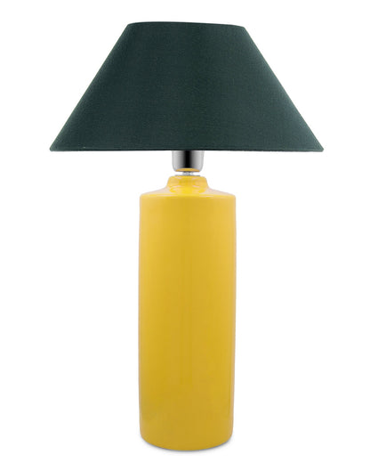Ceramic Base Yellow Table Lamp with Cone Shade, LED Bulb