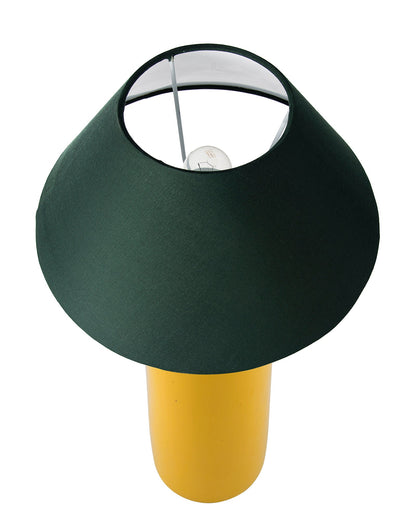 Ceramic Base Yellow Table Lamp with Cone Shade, LED Bulb