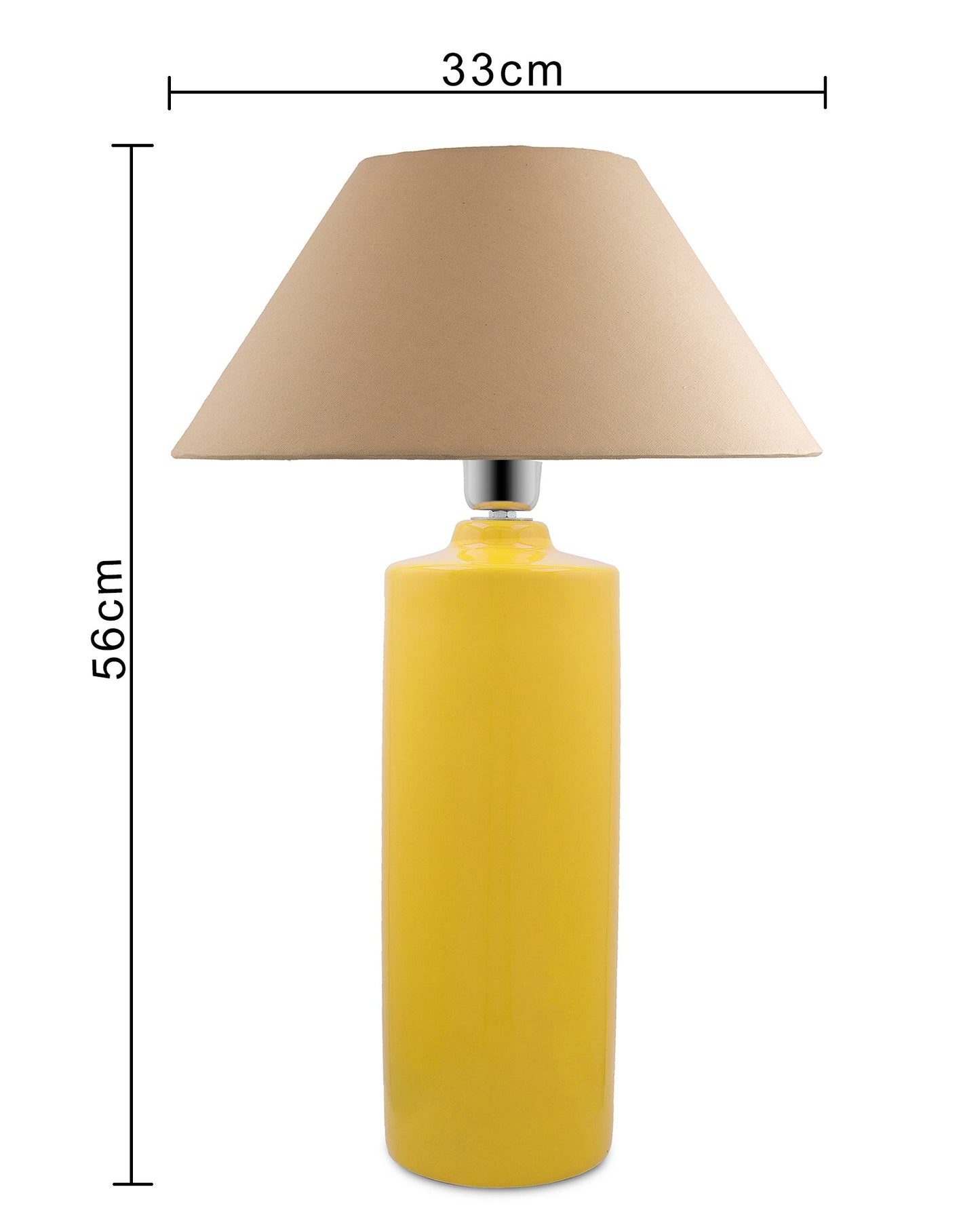 Ceramic Base Yellow Table Lamp with Cone Shade, LED Bulb