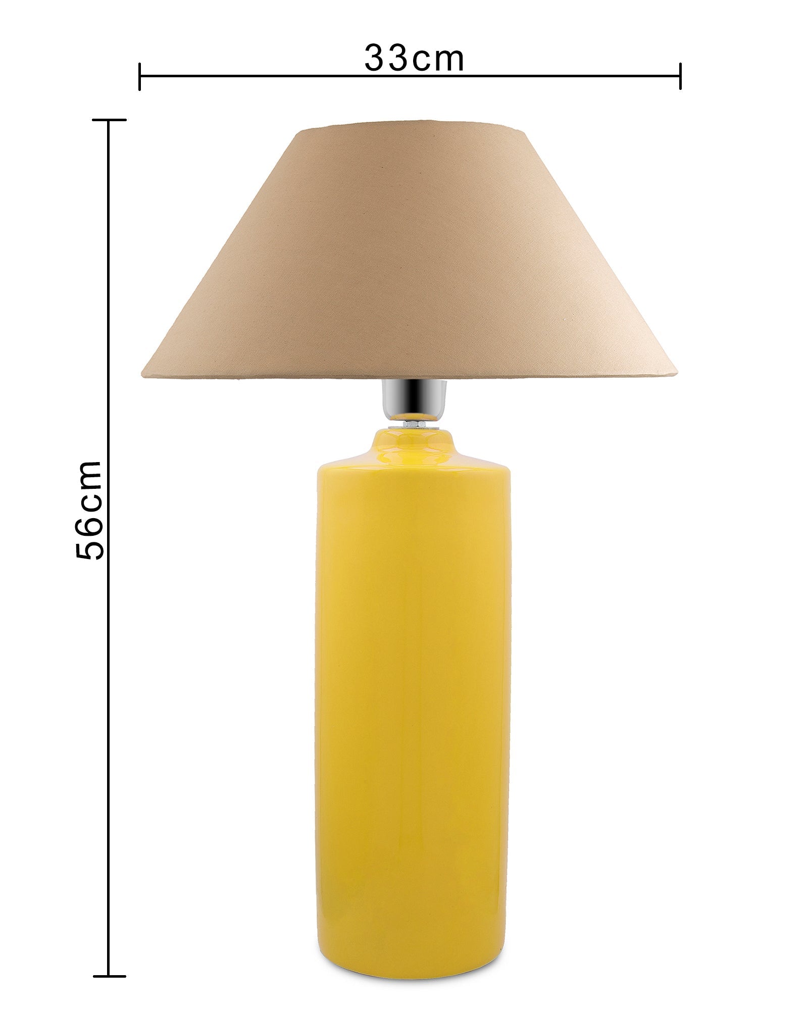 Ceramic Base Yellow Table Lamp with Cone Shade, LED Bulb