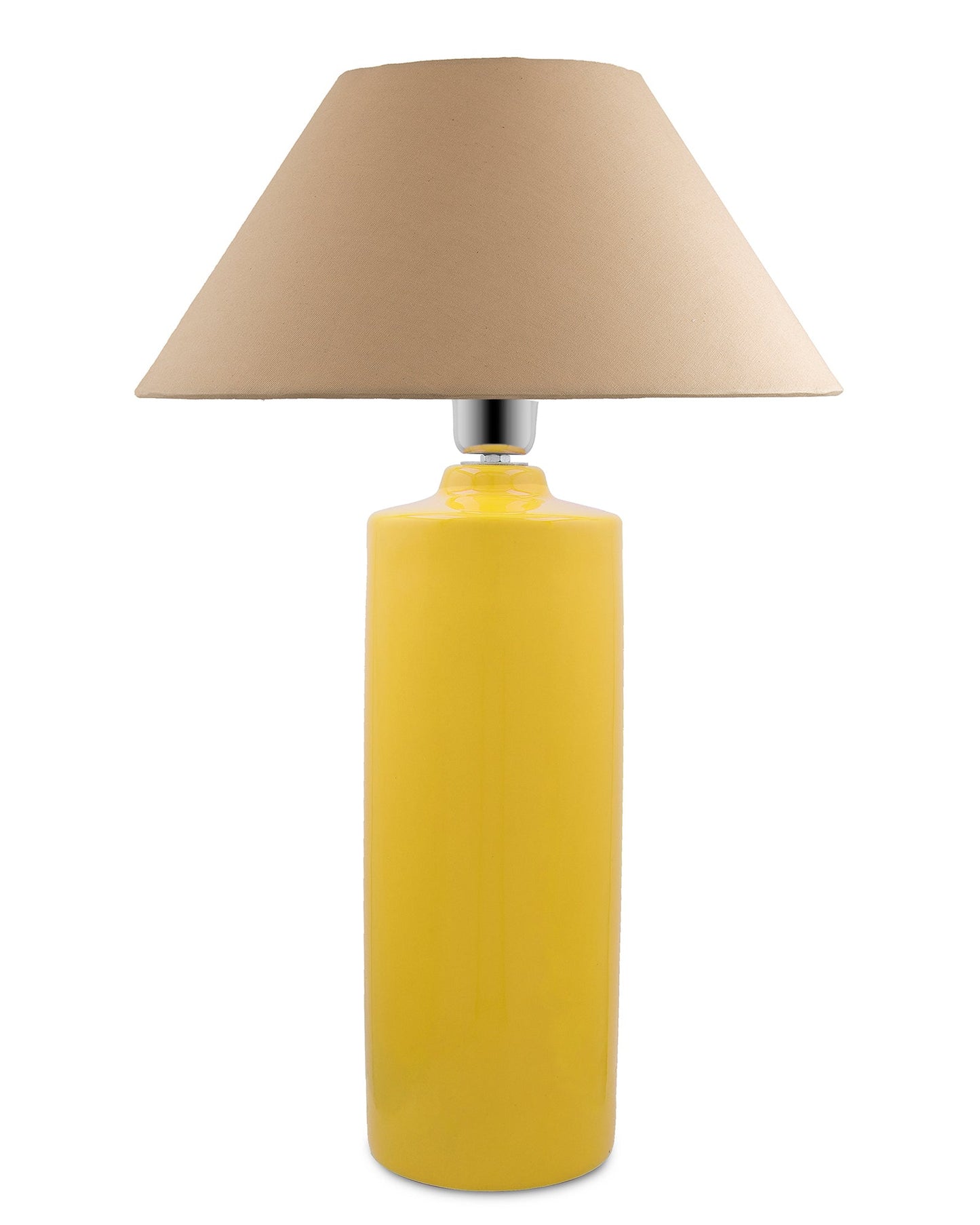 Ceramic Base Yellow Table Lamp with Cone Shade, LED Bulb