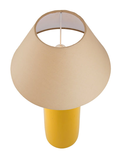 Ceramic Base Yellow Table Lamp with Cone Shade, LED Bulb