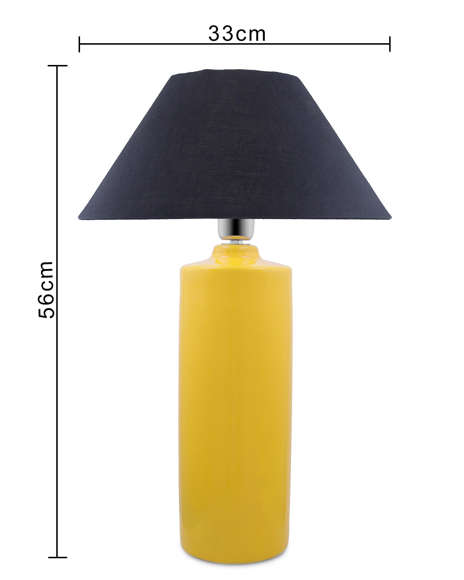 Ceramic Base Yellow Table Lamp with Cone Shade, LED Bulb