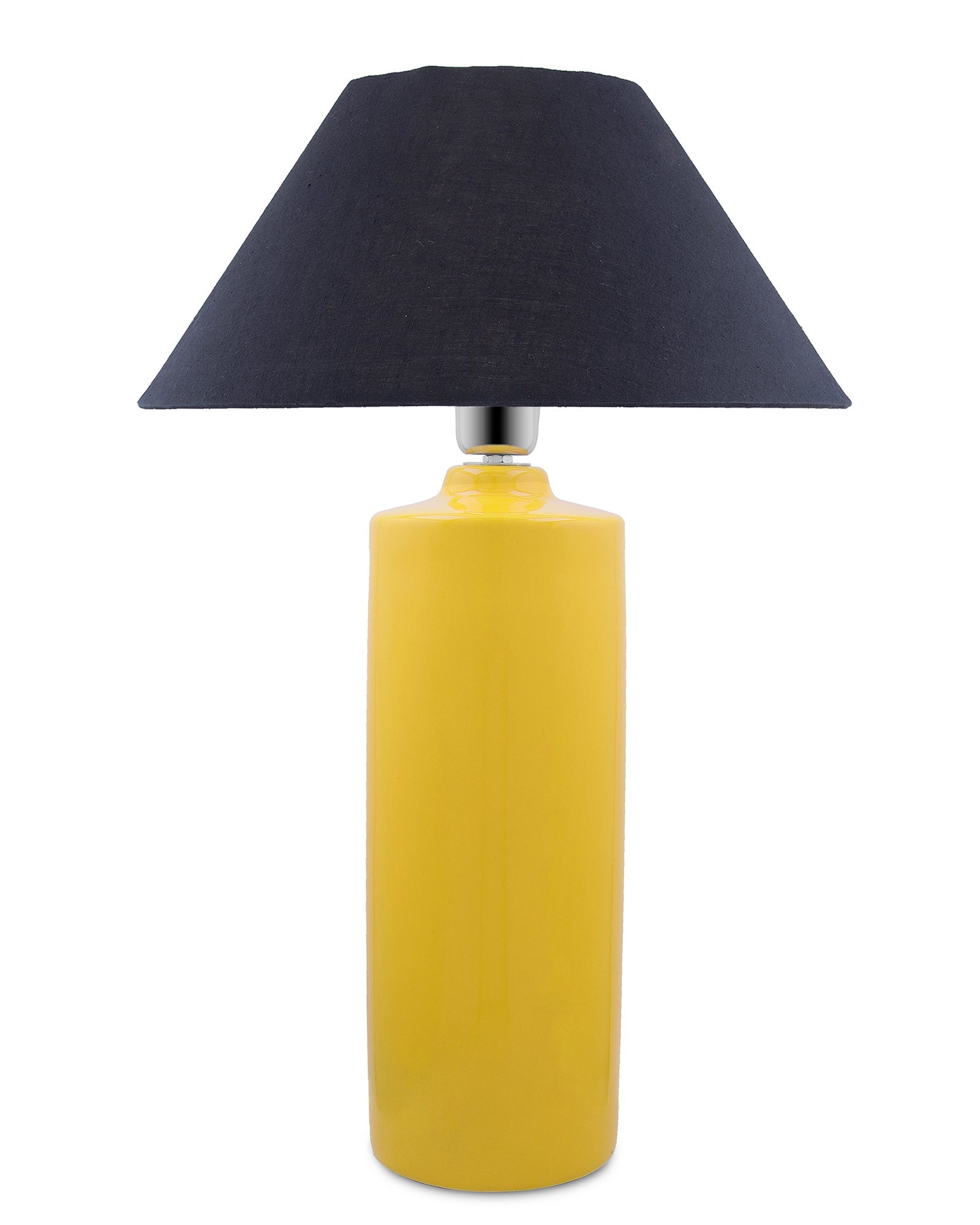 Ceramic Base Yellow Table Lamp with Cone Shade, LED Bulb