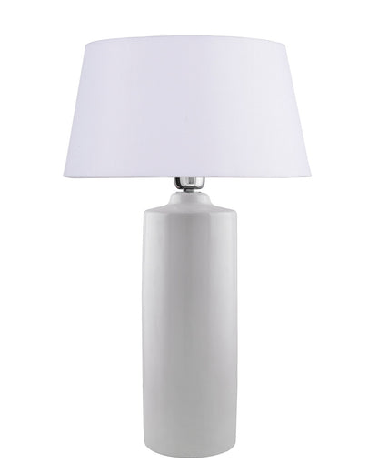 Ceramic Base White Table Lamp with Drum Shade, LED Bulb