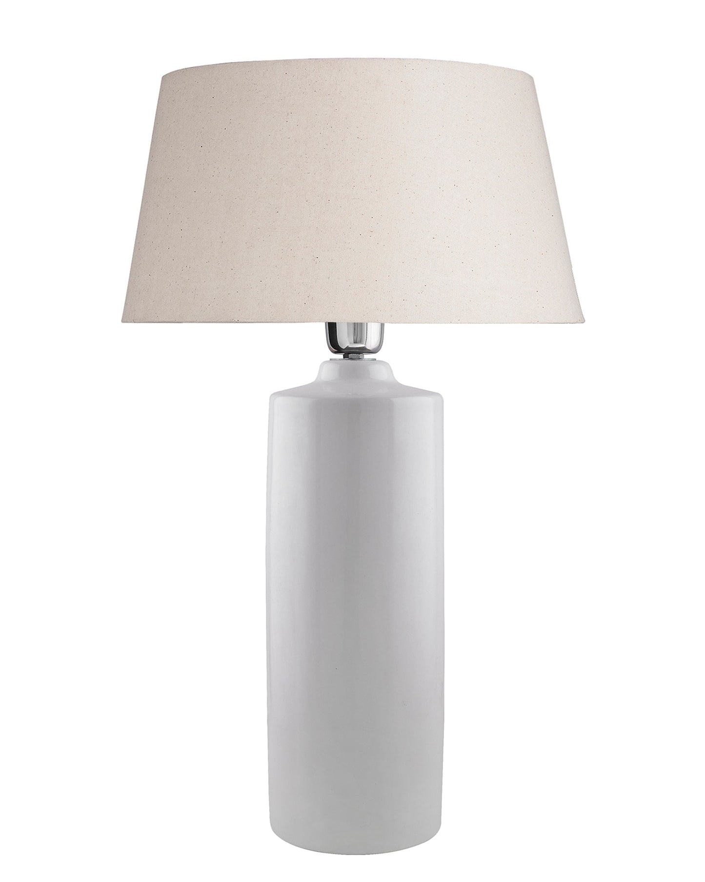 Ceramic Base White Table Lamp with Drum Shade, LED Bulb