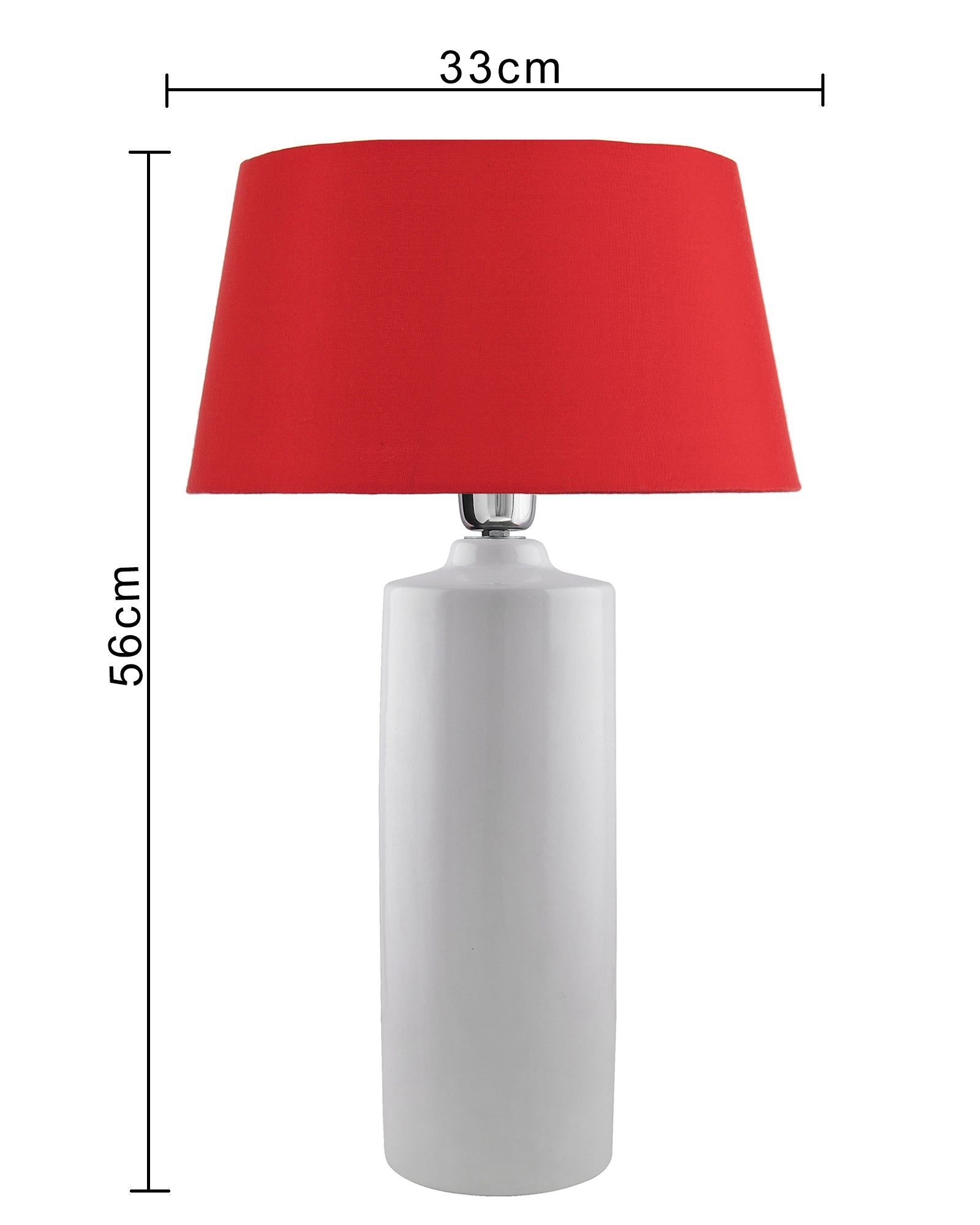 Ceramic Base White Table Lamp with Drum Shade, LED Bulb
