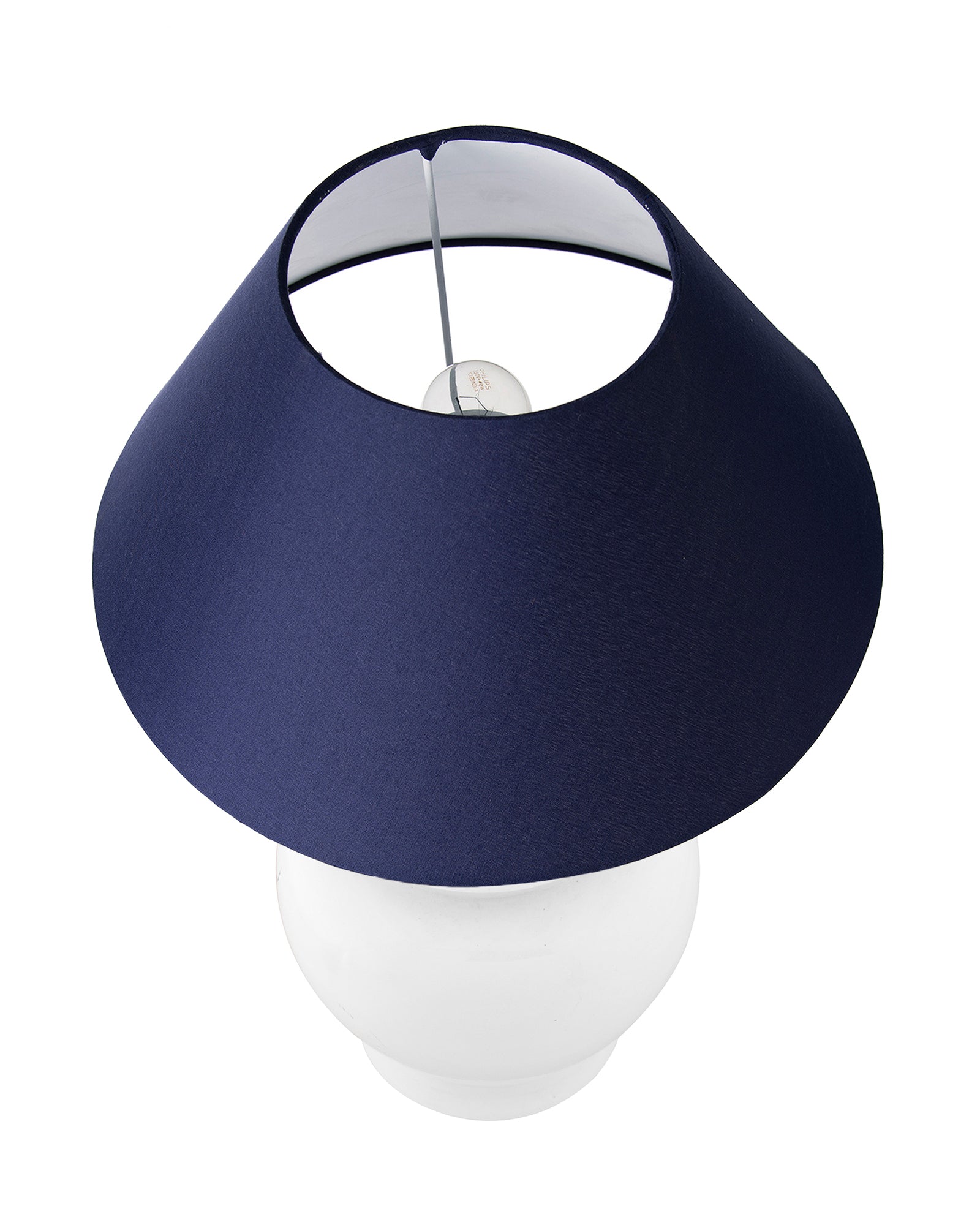 White Glossy Ceramic Pot Shaped Base Table Lamp with White Cone Shade E-27 Bulb