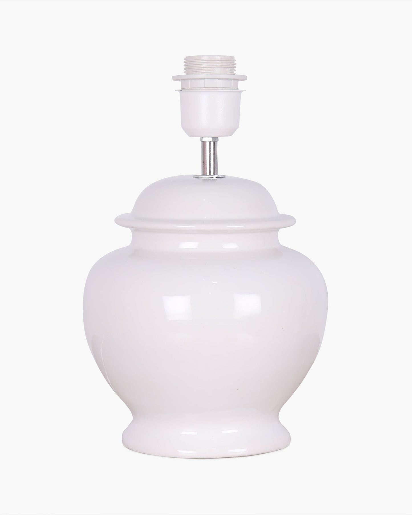 White Glossy Ceramic Pot Shaped Base Table Lamp with White Cone Shade E-27 Bulb