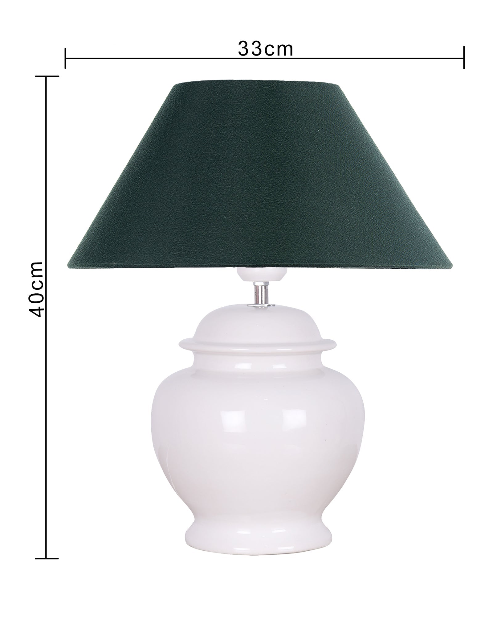 White Glossy Ceramic Pot Shaped Base Table Lamp with White Cone Shade E-27 Bulb