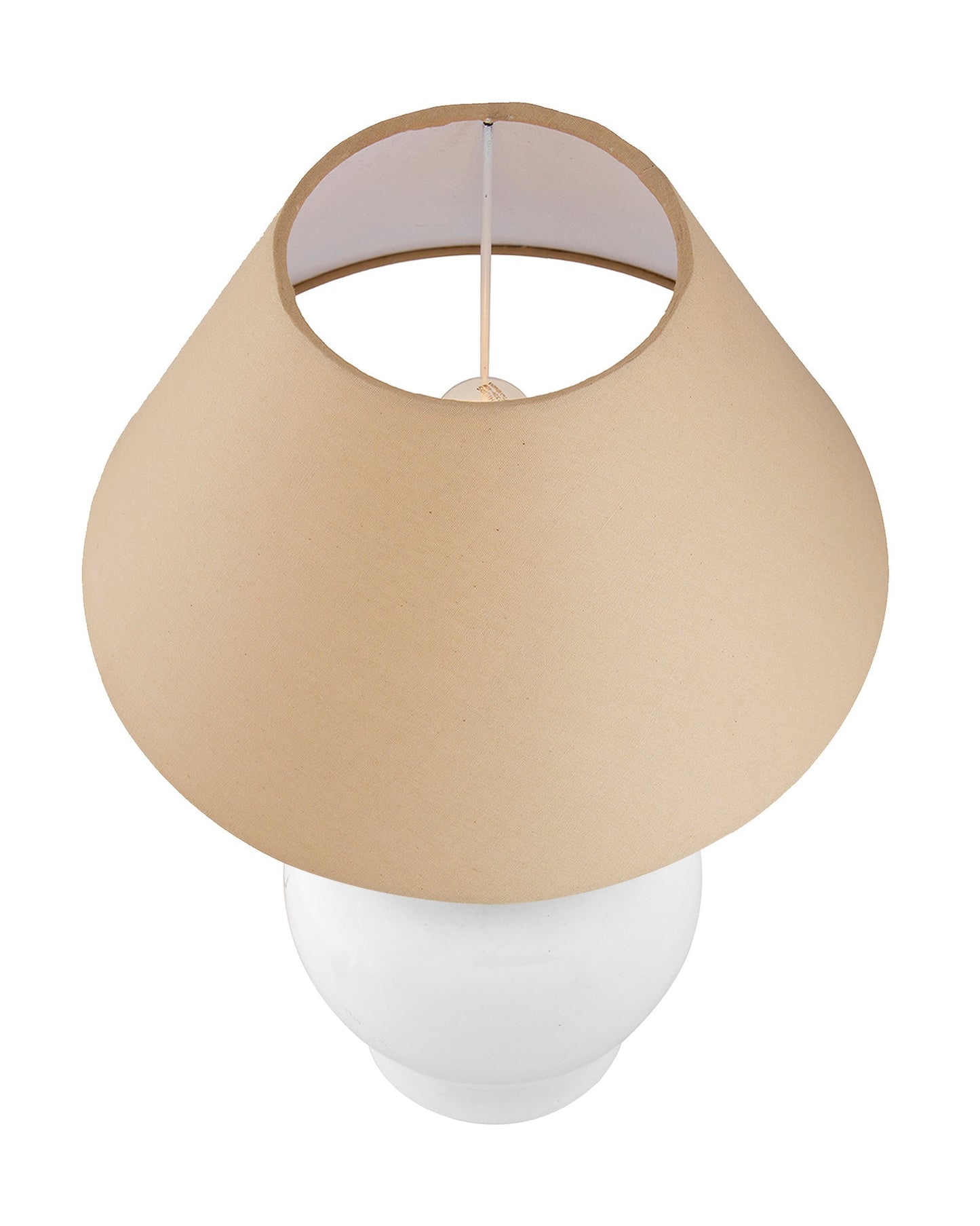 White Glossy Ceramic Pot Shaped Base Table Lamp with White Cone Shade E-27 Bulb