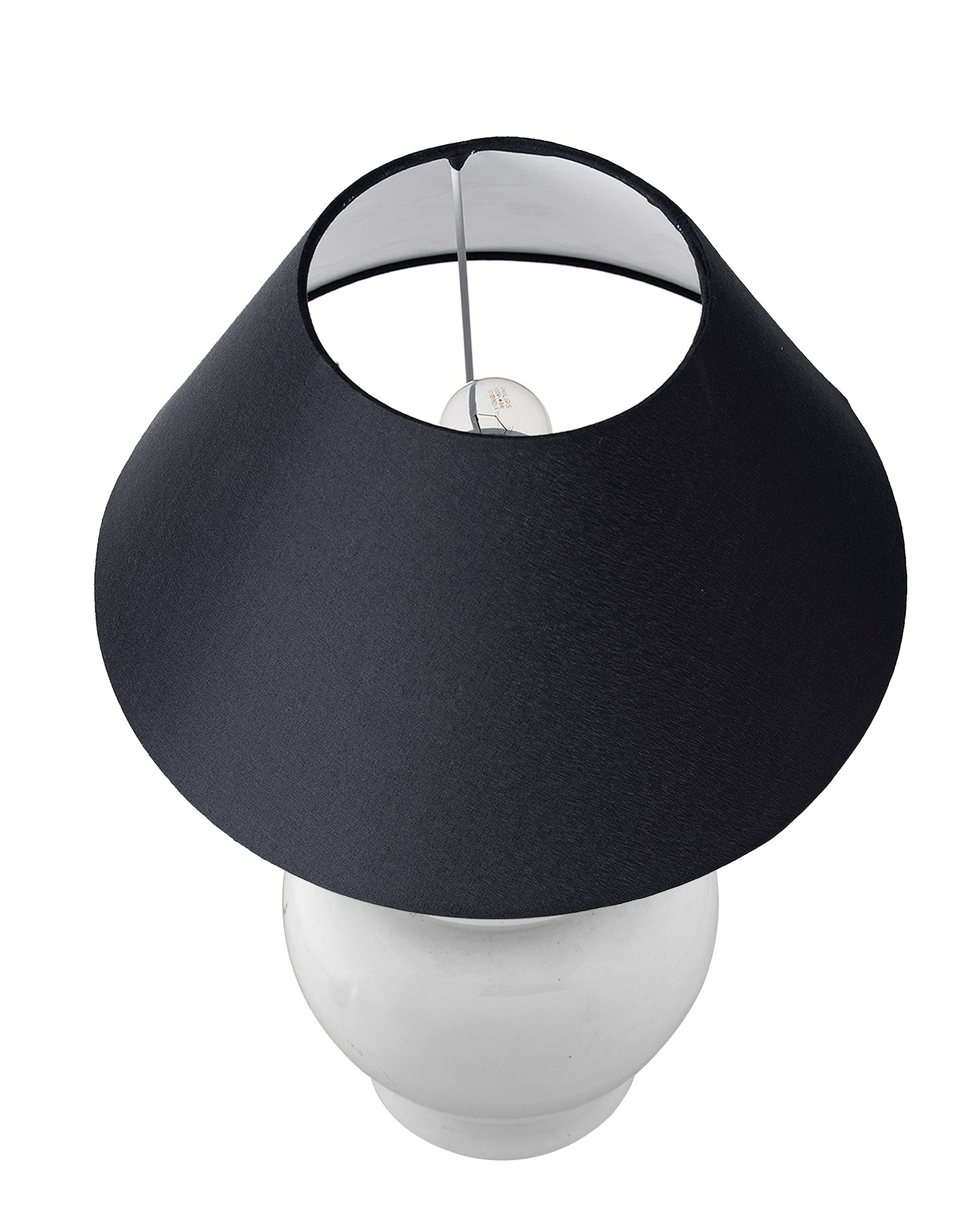 White Glossy Ceramic Pot Shaped Base Table Lamp with White Cone Shade E-27 Bulb