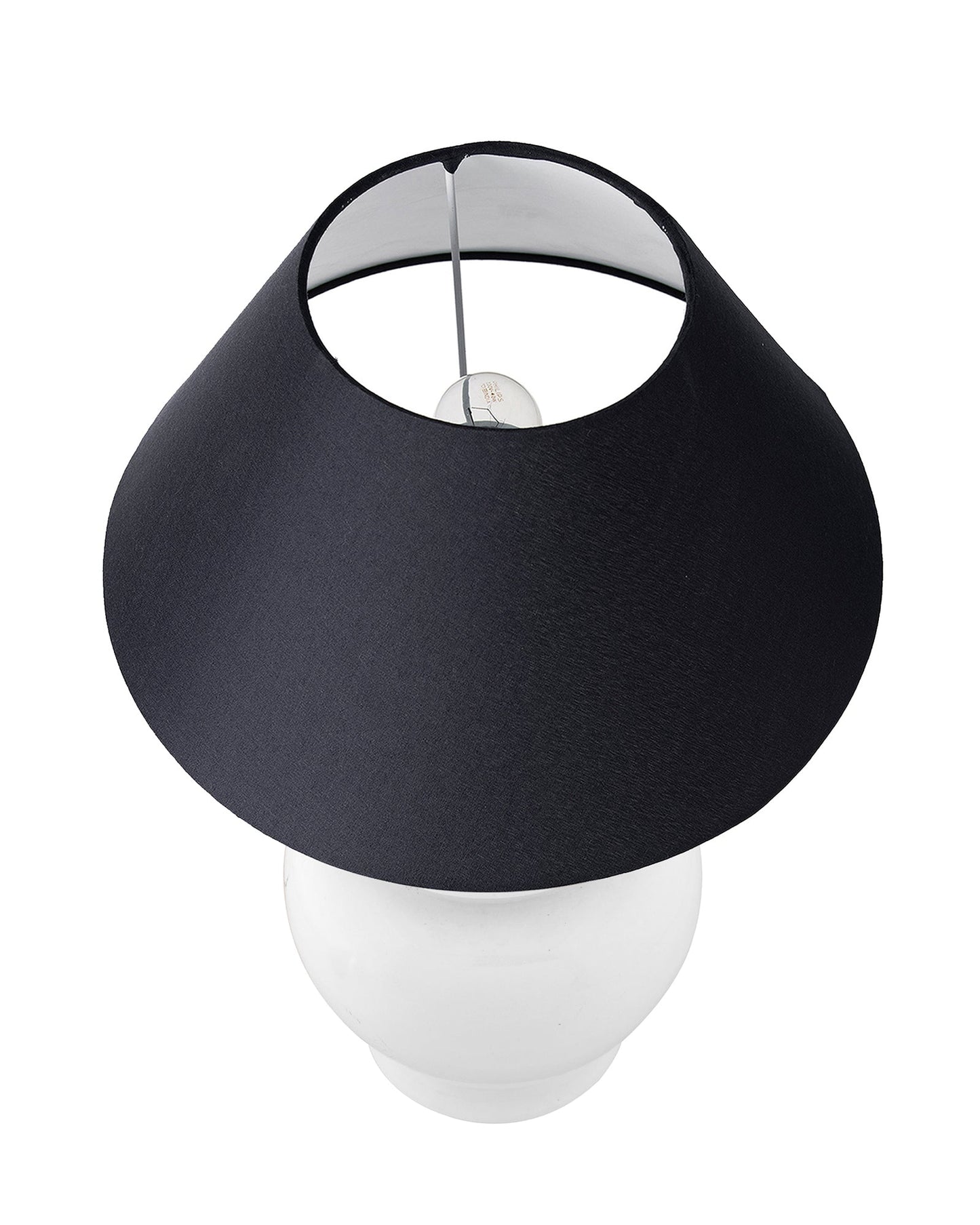 White Glossy Ceramic Pot Shaped Base Table Lamp with White Cone Shade E-27 Bulb