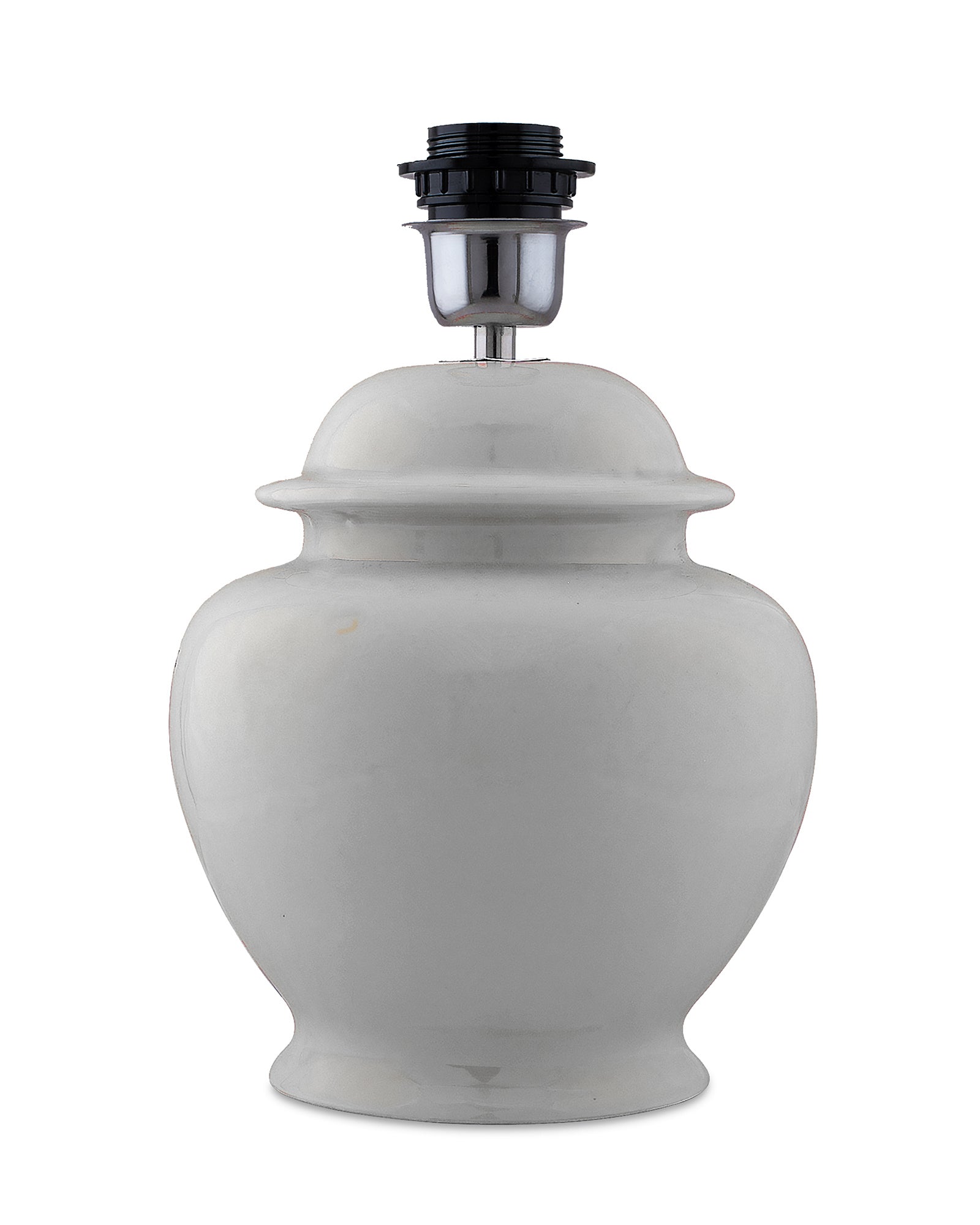 White Glossy Ceramic Pot Shaped Base Table Lamp with White Cone Shade E-27 Bulb