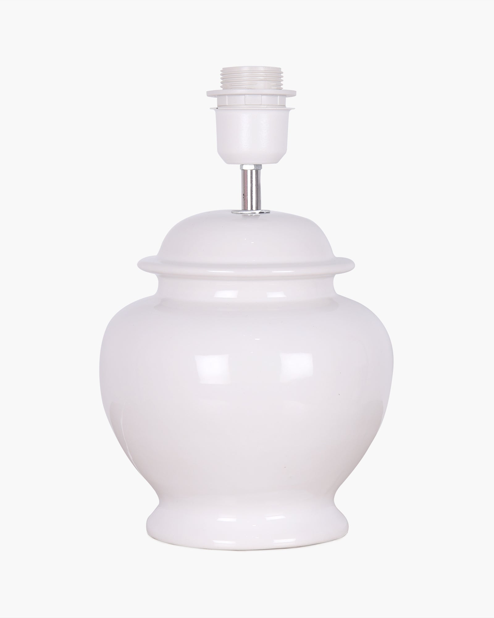White Glossy Ceramic Pot Shaped Base Table Lamp with White Cone Shade E-27 Bulb