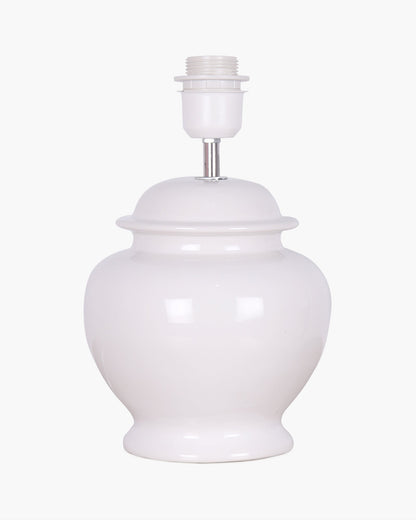 White Glossy Ceramic Pot Shaped Base Table Lamp with White Cone Shade E-27 Bulb