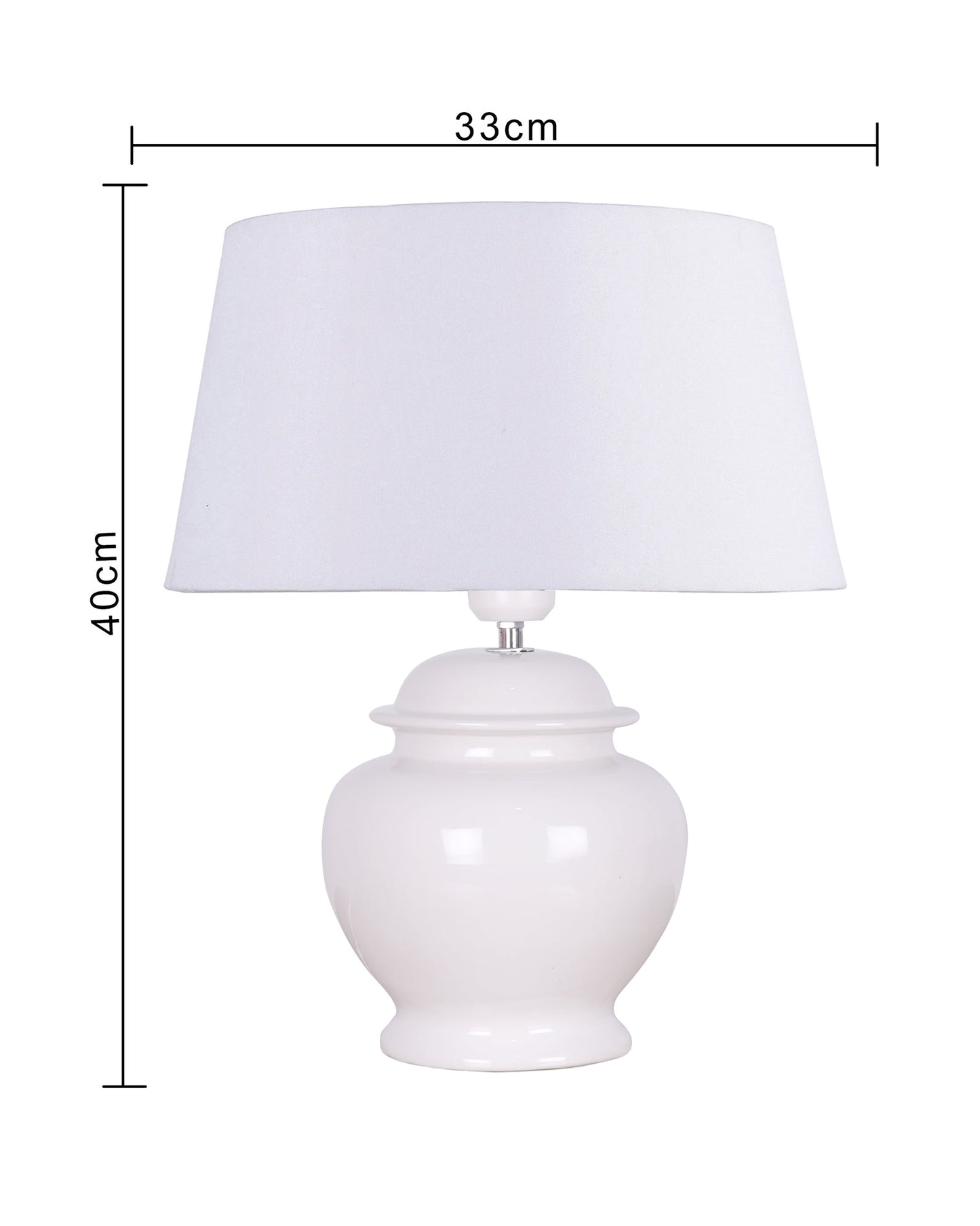 Ceramic Pot Shaped Base White Table Lamp with Drum Shade, LED Bulb
